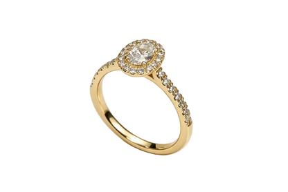 Bague ovale halo en or sertie de 0.86ct de diamants LAB