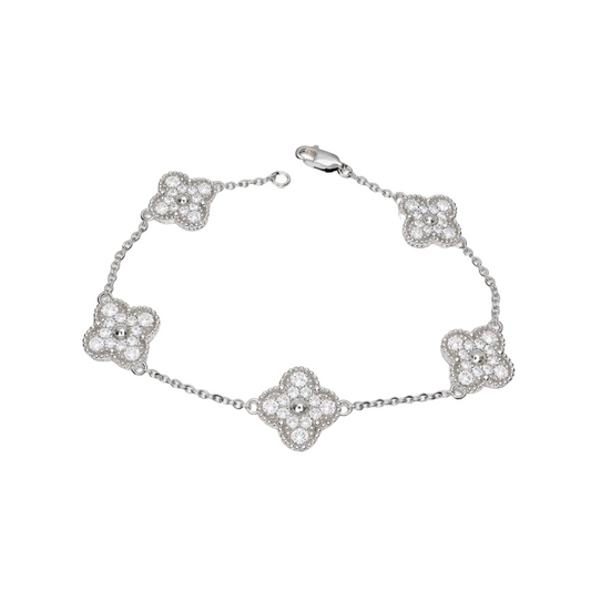 Bracelet  en or avec Trèfle (Or Blanc)