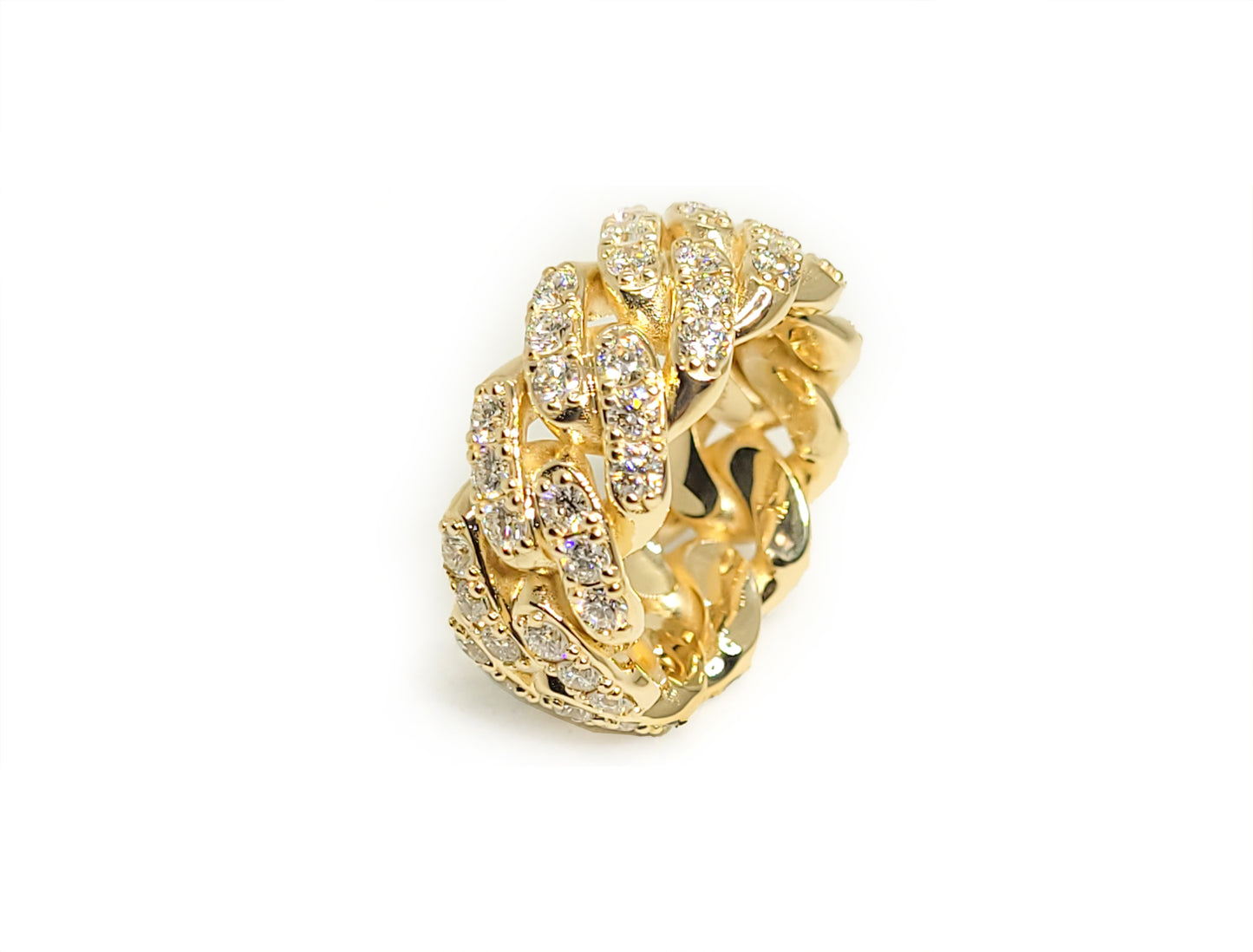 Bague Cuban en Or solide & Diamants 3.70ct