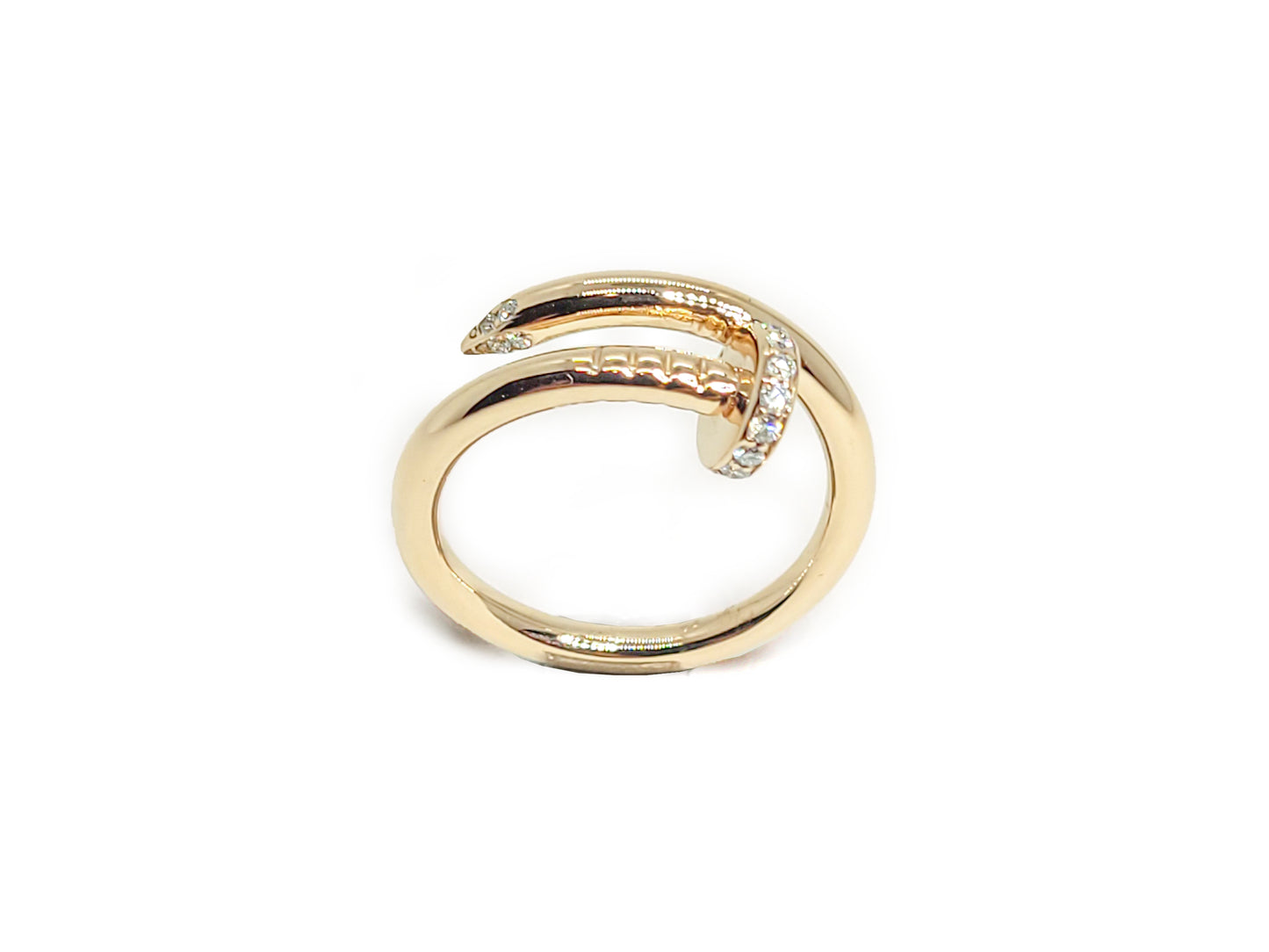 18K Gold Ring with Nail Design & 0.20ct Diamonds