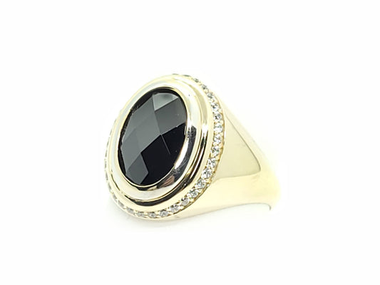 Gold Ring with Black Stone