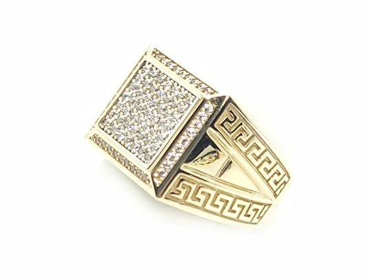 Square Gold Ring with Medusa Design