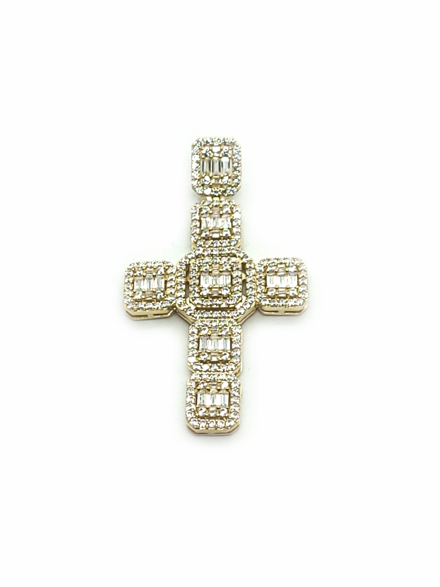 Cross Gold Pendant with Baguettes