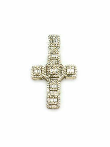 Cross Gold Pendant with Baguettes