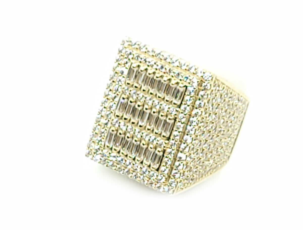 Square Gold Ring with Cz Baguettes