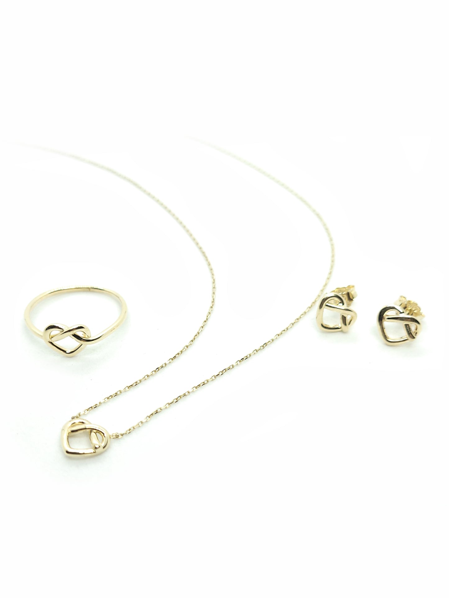 Ensemble Infini Or Jaune (boucles d'oreilles, bague, pendentif, chaîne)