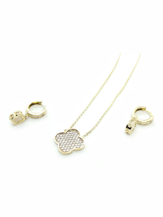 Clover Gold Set (Earrings, Pendant, Chain)