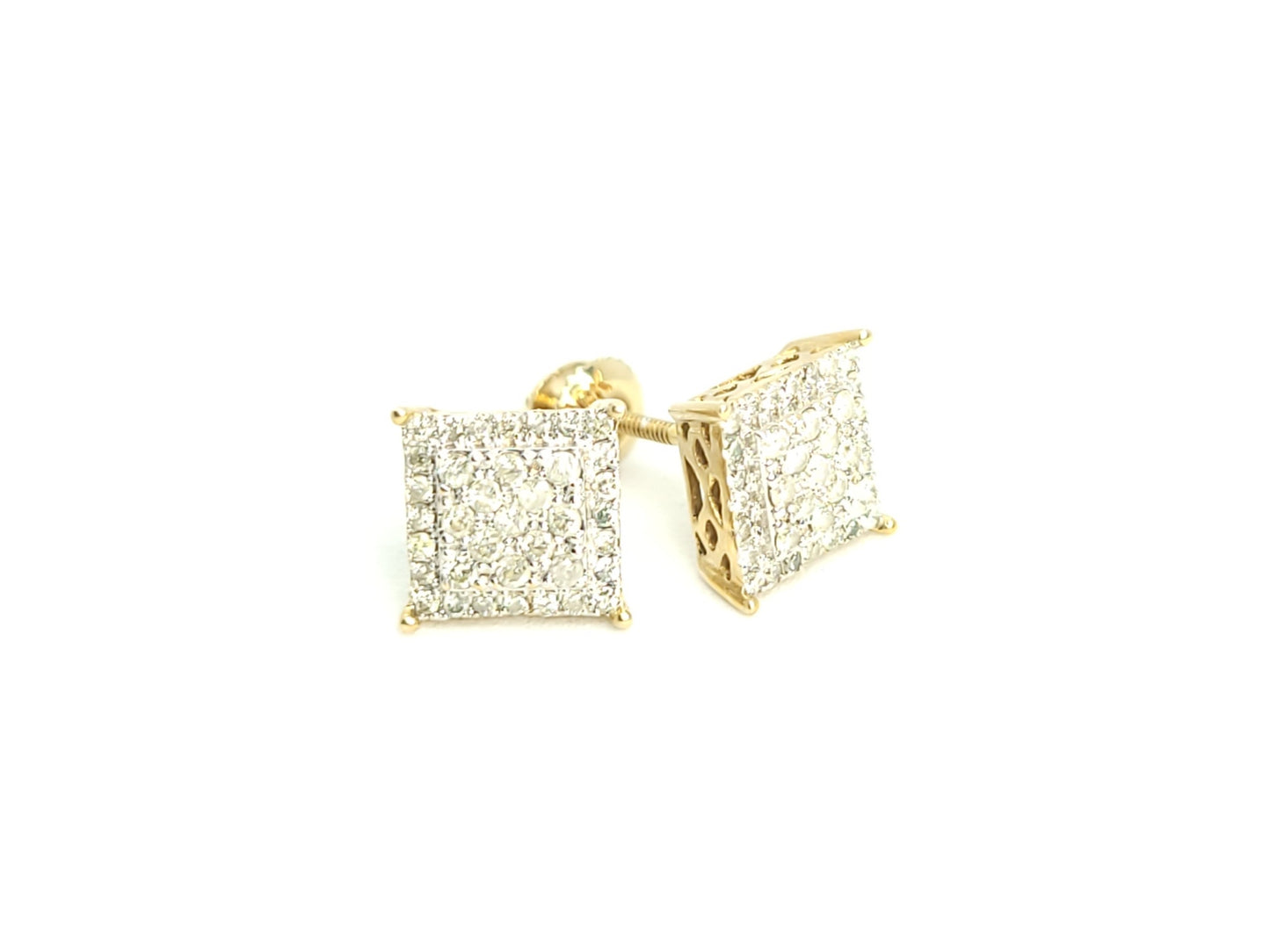 Pair of Square Gold & 0.60ct Diamond Studs