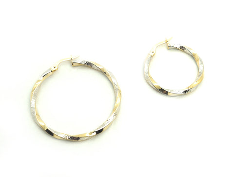 Pair of 2 Tone Gold Twisted Loops with Medusa Design
