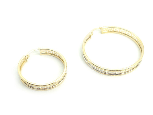 Pair of 2 Tone Gold Loops with Medusa Design