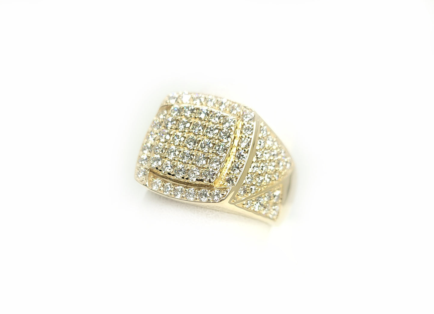 Square Pinky Gold Ring & 1.70ct Diamonds