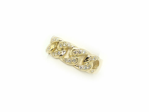 Cuban Gold Ring & 1.02ct Diamonds