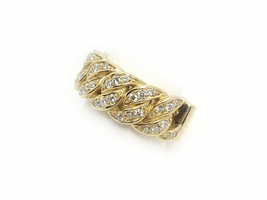 Solid Cuban Gold Ring & 1.37ct Diamonds