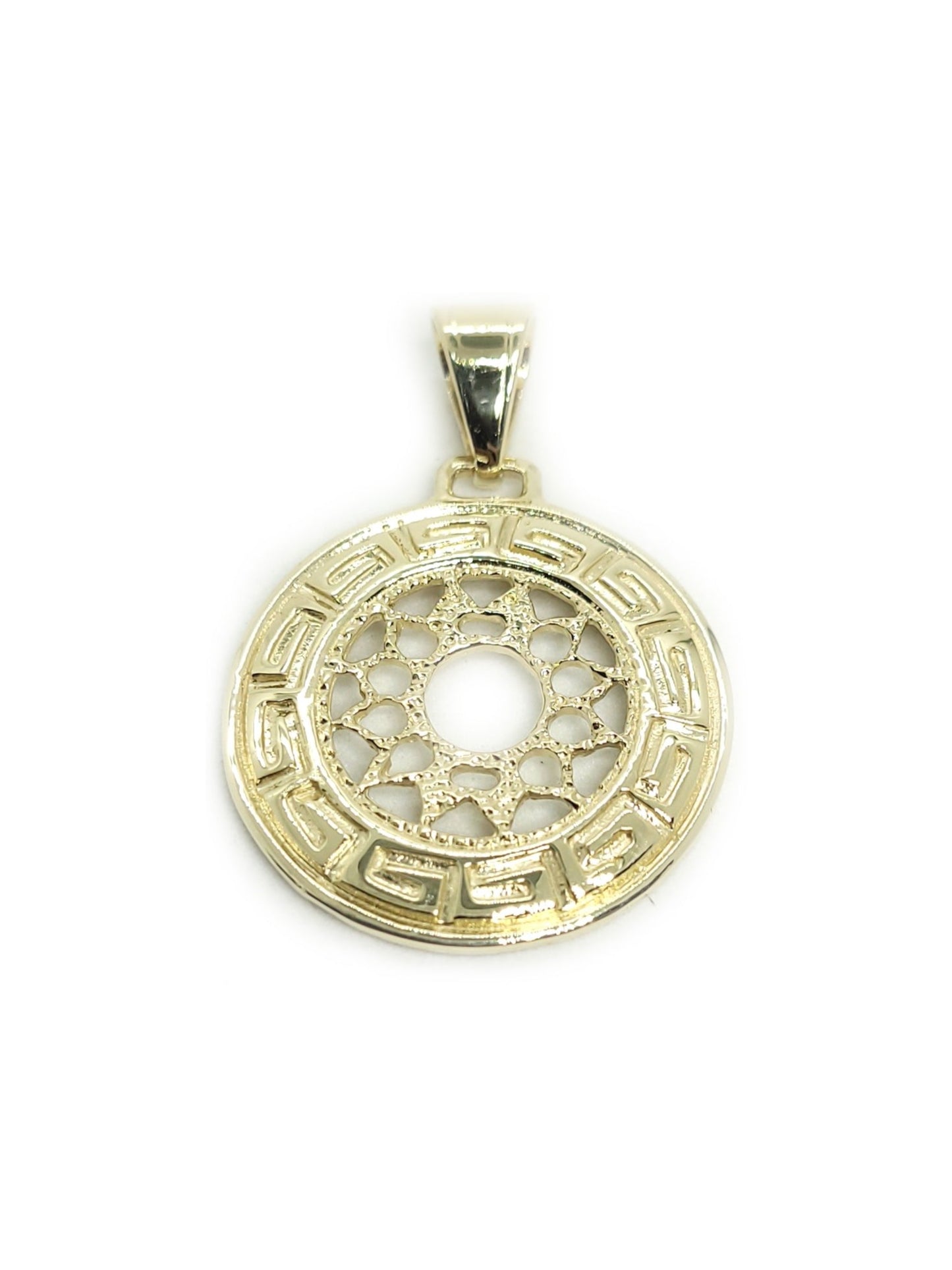 Round Gold Pendant with Medusa Design