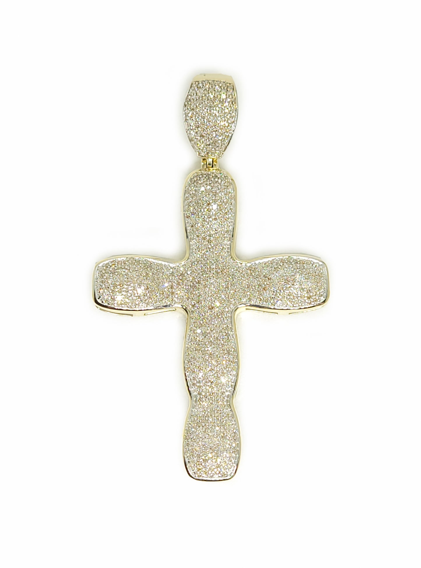 Pendentif Croix Courbée en Or & Diamants 0.75ct