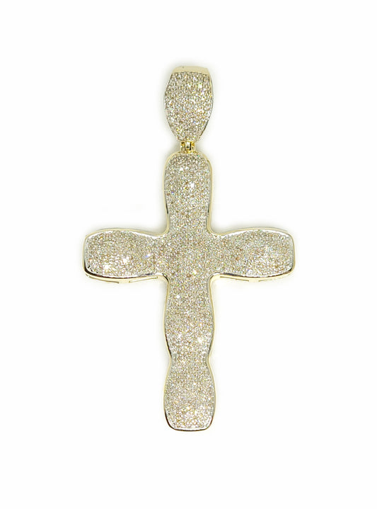 Pendentif Croix Courbée en Or & Diamants 0.75ct