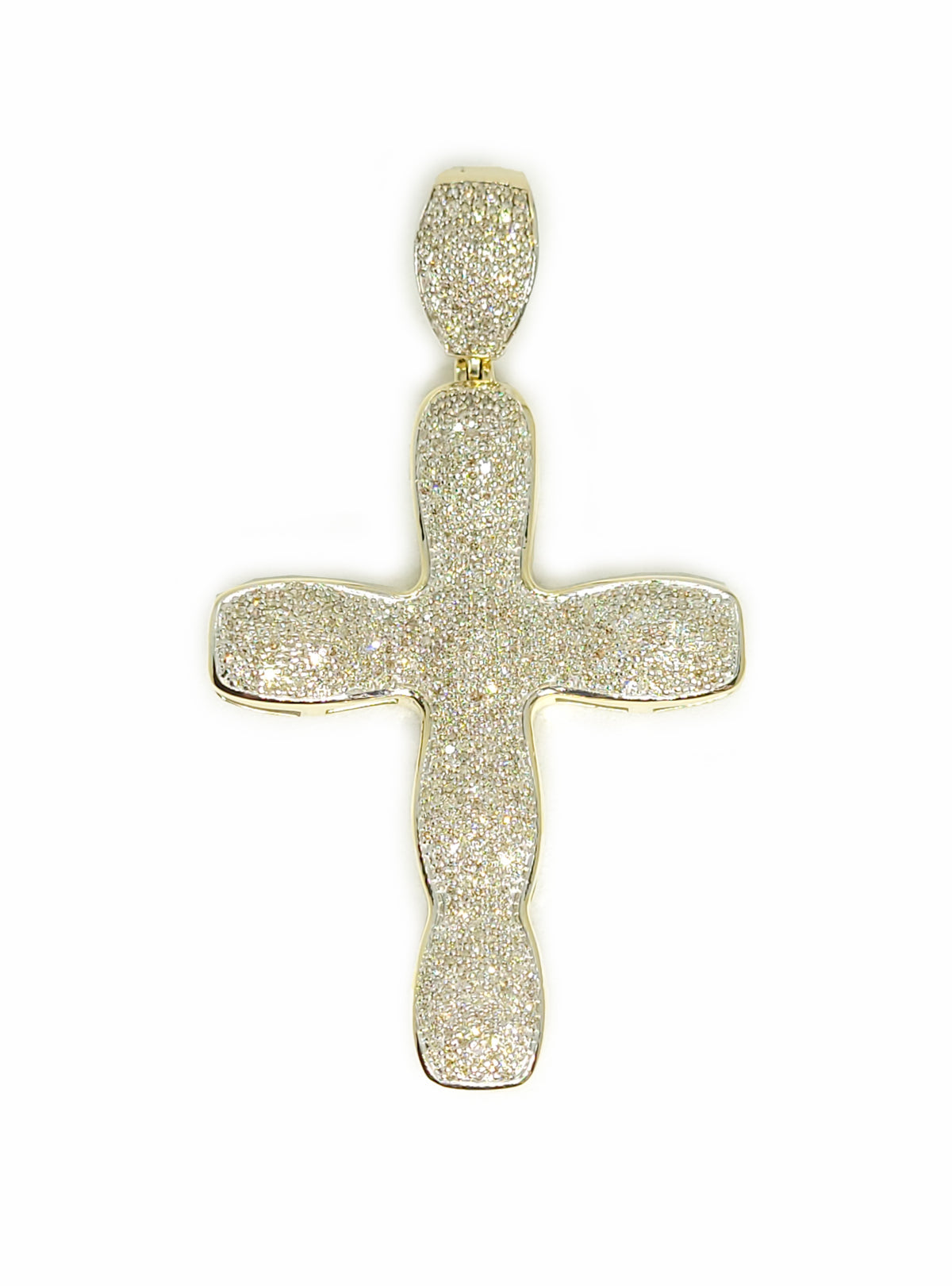 Curved Cross Gold Pendant & 0.75ct Diamonds