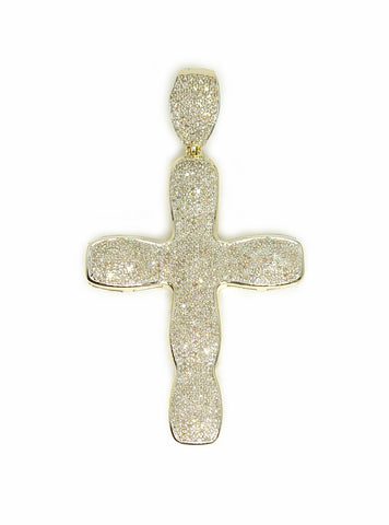 Curved Cross Gold Pendant & 0.75ct Diamonds