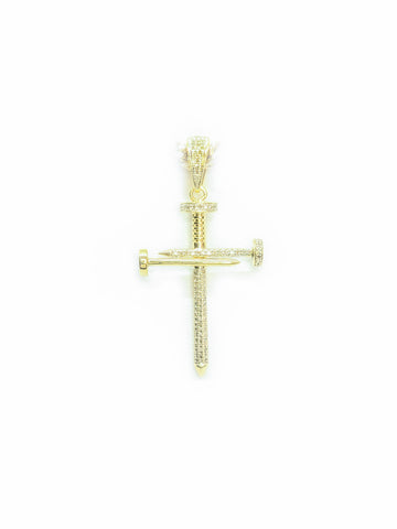 Nail Cross Gold Pendant & 0.58ct Diamonds