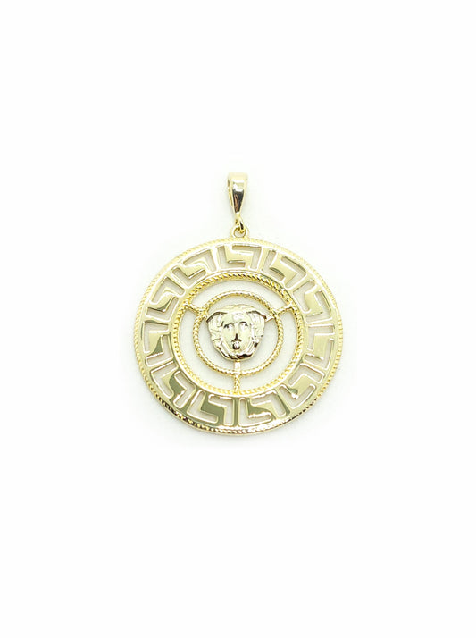 Round Gold Pendant with Medusa Design