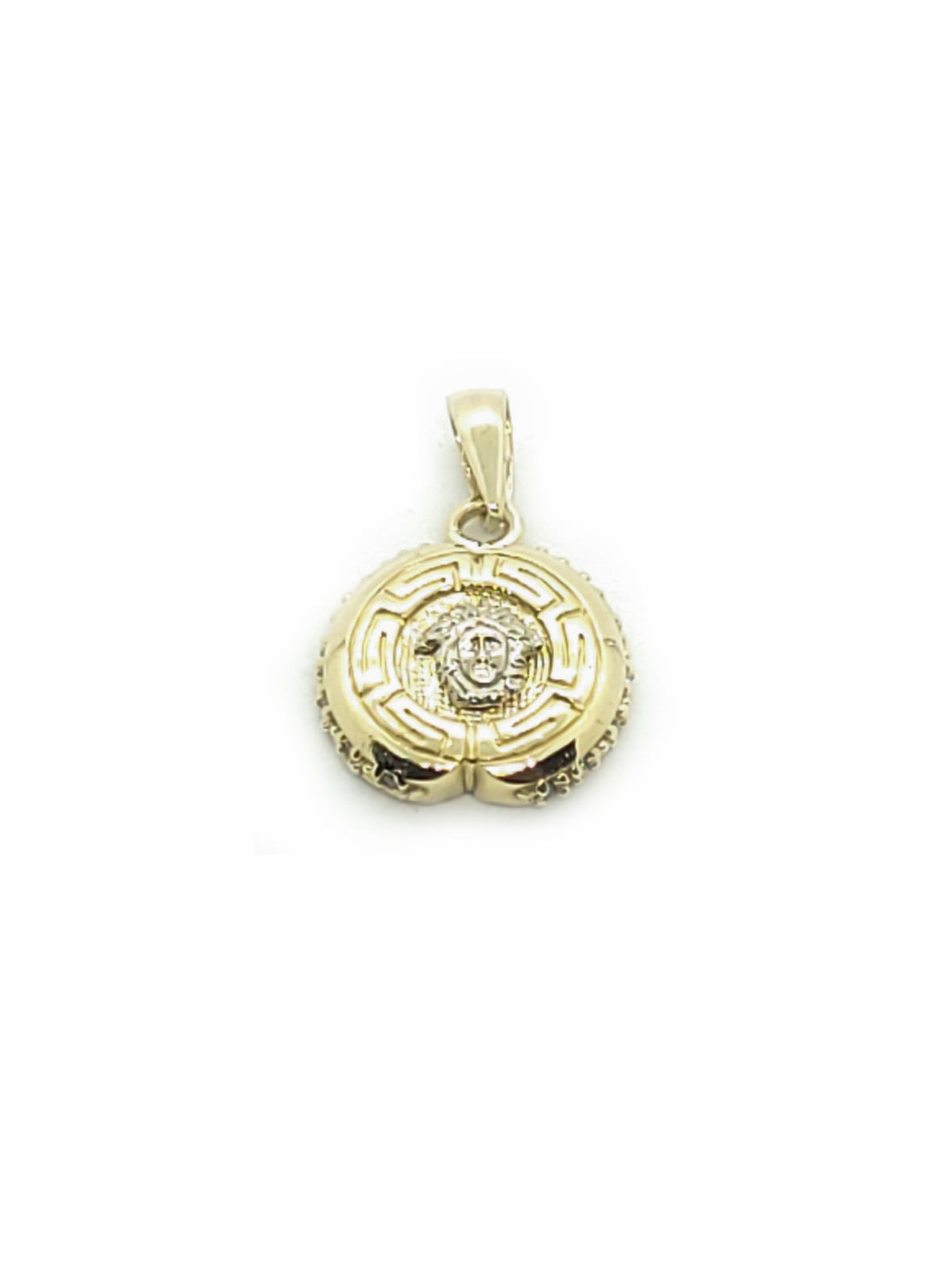 Round Gold Pendant with Medusa Design