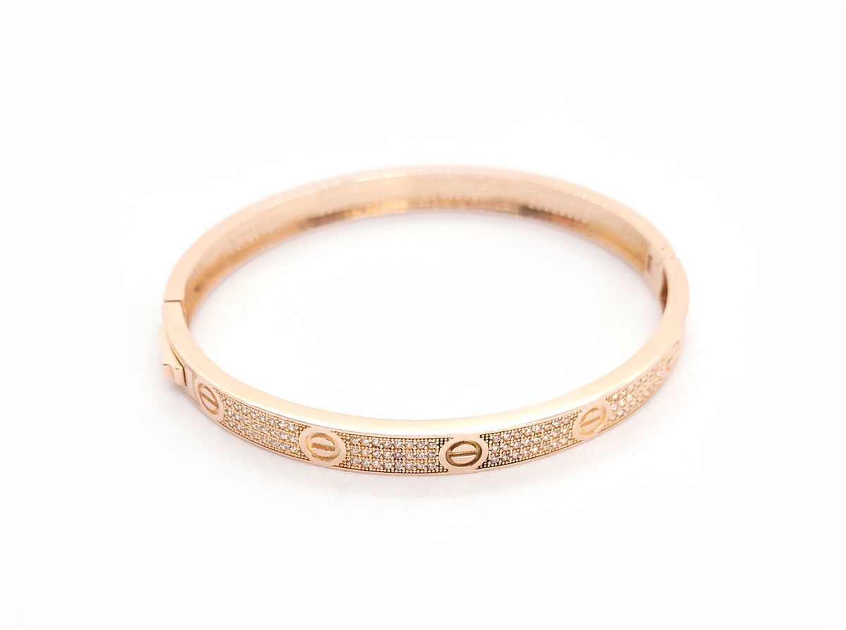 Gold Bangle with Screw Design