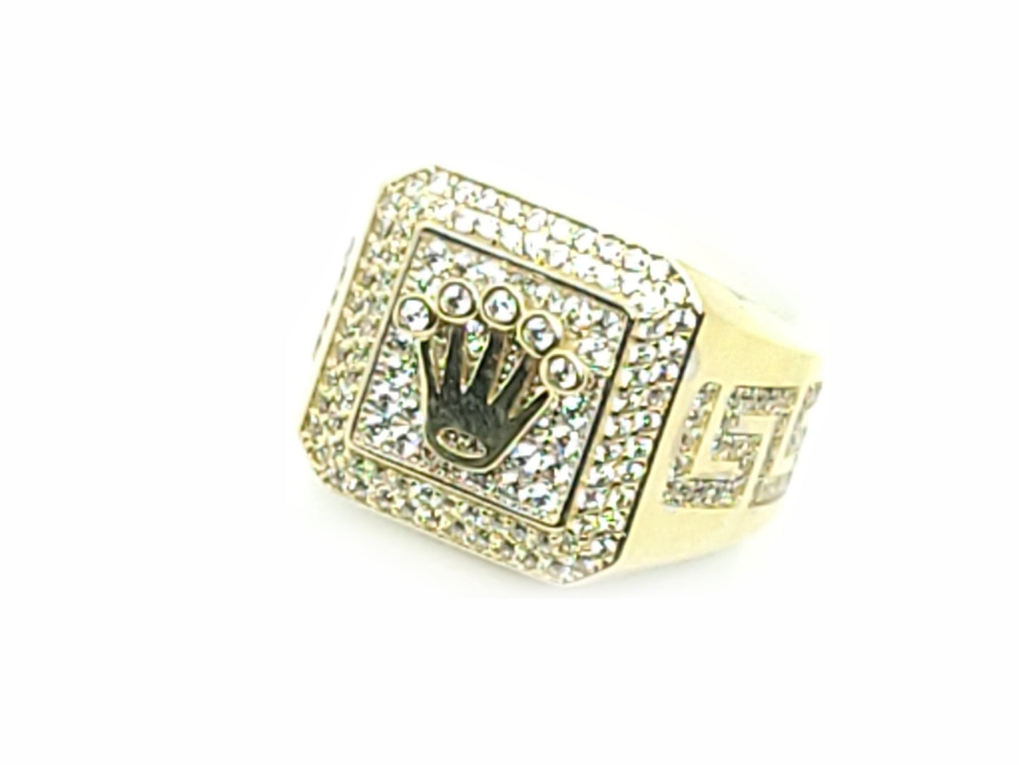 Square Bezel Gold Ring with Medusa Design