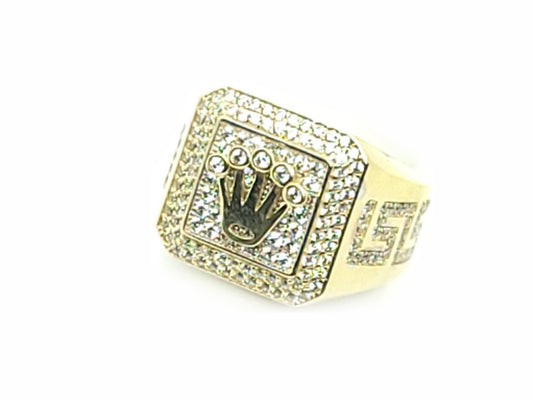 Square Bezel Gold Ring with Medusa Design